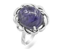 Кольцо из серебра чароит, СПН4026