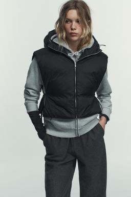 FEATHER AND DOWN GILET WITH TIES