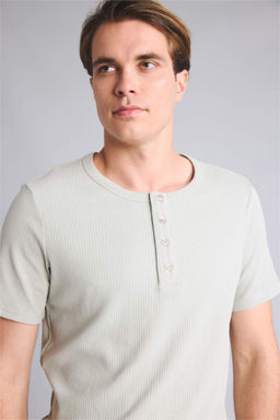 Sl_m F_t Pamuklu Fitilli Henley Yaka Ti__rt - Defacto фото 4