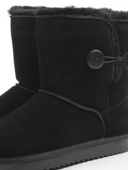 04-PAYH02-01Z BLACK Угги женские (натуральная замша, 100% шерсть, натуральный мех)