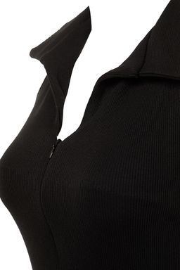 TRENDYOLMILLA Bordo Vucuda Oturan Polo Yaka Mini Fitilli Esnek Orme Kalem Elbise TWOSS22EL1981  фото 6