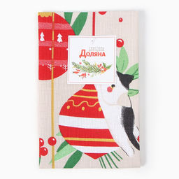 Цена за 2 шт. Полотенце новогоднее Доляна. Новогодние игрушки, 28?46 см, 100% хлопок, рогожка 164 г/м?