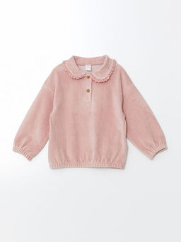 Bebe Yaka Kadife K?z ?ocuk Sweatshirt