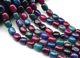 Бусины из агата "Вены Дракона" прямоугольник 15*18мм тонированный цв.ассорти 37см, 19 бусин Радуга камня