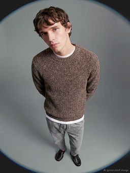 Bisiklet Yaka Y?n Kar???ml? Erkek Triko Kazak