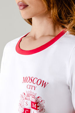 Арт.2374/2 Набор футболка и шорты 42-50 ( 5 шт.) Цвет:верх-белый, низ-красный