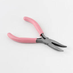 Тонкогубцы изогнутые, для рукоделия, 13×6.5 см, цвет серебряный/розовый