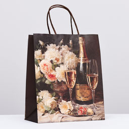 Пакет подарочный крафт Праздник 22?12?27 см