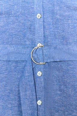 VESTIDO MIDI CON LINO CINTUR?N / Azul - Zara фото 4