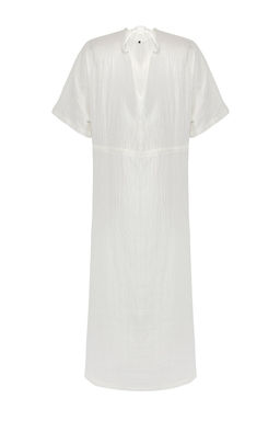 Trendyolmilla Haki Midi Dokuma Buzgu Detayl? Muslin Plaj Elbisesi TBESS25EL00008 фото 13