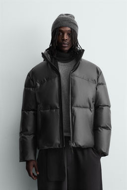 LEATHER EFFECT QUILTED JACKET - Zara фото 11