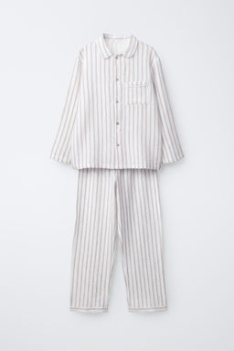 AGES 6-14 / TEXTURED STRIPED PYJAMAS