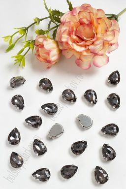 Стразы пришивные 14 мм "Капелька" (20 шт) SF-3708, графитовый №2