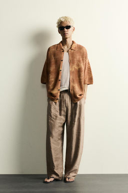CAMISA PUNTO RELAXED FIT EFECTO LAVADO / Naranja