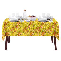 Скатерть 180х145см Апельсины, вид 5, длина стола до 140см, на 6 персон, рогожка (хлопок 100%) 171г/м2, упаковка классическая, пакет ПВХ 28х41см, Домашняя мода (Россия)