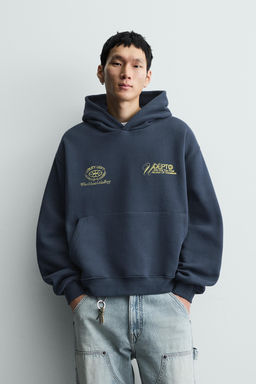 WASHED PRINTED SLOGAN HOODIE - Zara фото 2