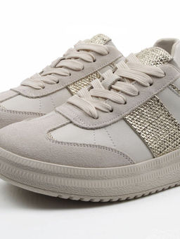 03-A1021-2 LT. BEIGE Кроссовки женские (натуральная кожа, натуральная замша)