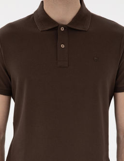 Kahverengi Slim Fit K_vr_lmaz Polo Yaka Basic Ti__rt - Pierre cardin фото 6