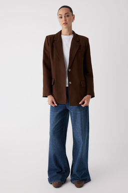Wardrobe Essentials Kahverengi Kase Dokuma Ozel Koleksiyon Rahat Kal?p Blazer Ceket | TWOAW26BC00005