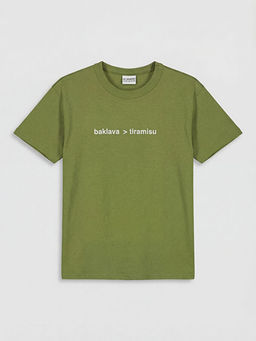 Bisiklet Yaka Yaz? Bask?l? Erkek ?ocuk Ti??rt