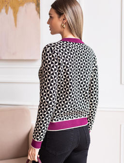 VILATTE / Жакет двуслойной жаккардовой вязки с кашемиром  фото 4