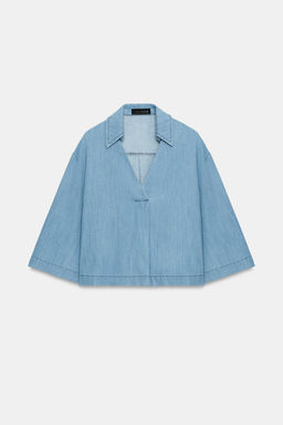 BLUSA FLUIDA ESCOTE PICO / Azul - Zara фото 6