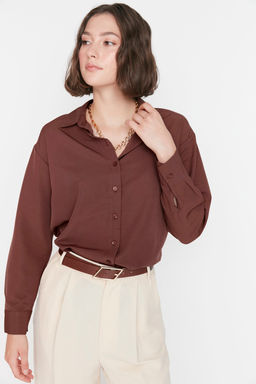 TRENDYOLMILLA Beyaz Loose Fit Pamuklu Dokuma Gomlek TWOAW20GO0107 фото 45