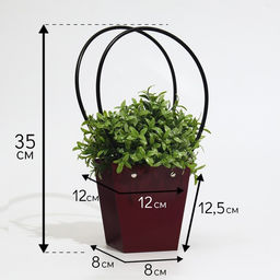 Цена за 10 шт. Сумка для цветов бордовая влагостойкая, 12x12-8 x 8-12.5 см
