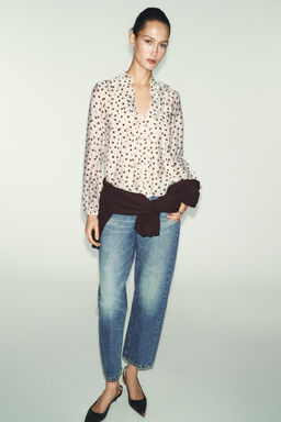 POLKA DOT RUFFLED BLOUSE