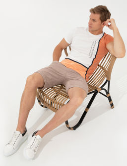 Kahverengi Regular Fit Keten Kar___ml_ Bermuda _ort