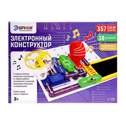 Конструктор электронный Эврики, 357 схем, 38 элементов, работает от батареек  фото 8