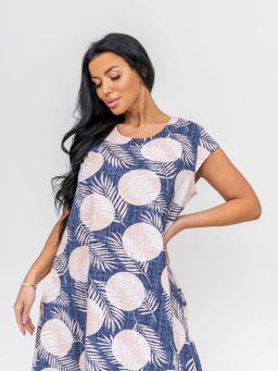 Платье женское, цвет синий бежевый