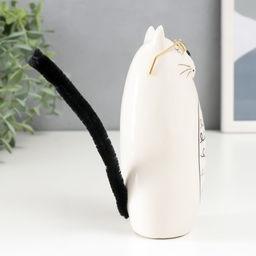 Фигурка керамика «Котик в очках с кучерявым животиком», 6.2×5.8×14 см