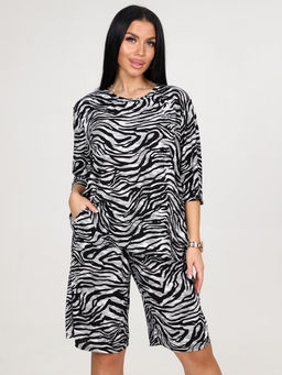 039 ДОМАШНИЙ КОСТЮМ ЖЕНСКИЙ (шорты) (Зебра/серый)