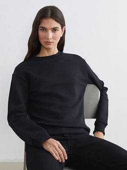 Bisiklet Yaka Kad?n Kal?n Sweatshirt