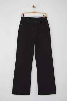 Siyah Yuksek Bel Kusgozu Baglama Detayl? Wide Leg Palazzo Jeans TWOAW26JE00128 - Trendyolmilla фото 7