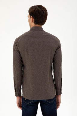 Мужская коричневая базовая рубашка с длинным рукавом Неожиданная скидка в корзине - U.s. polo assn фото 5