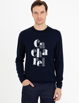 Lacivert Slim Fit Bisiklet Yaka Triko Kazak