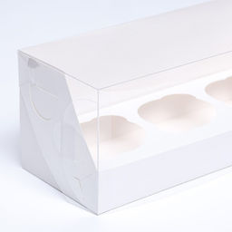 Цена за 2 шт. Коробка для 3 капкейка 24×10×10 см, белый