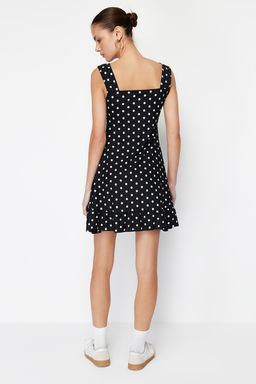 Siyah*001 Kare Yaka Volanl? A-Line Mini Orme Mini Elbise TWOSS23EL00348 - Trendyolmilla фото 6