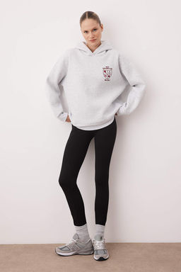 Kar Melanj Nak?sl? Oversize/Genis Kal?p Kal?n Ici Polarl? Orme Sweatshirt TWOAW26SW00181 - Trendyolmilla фото 2