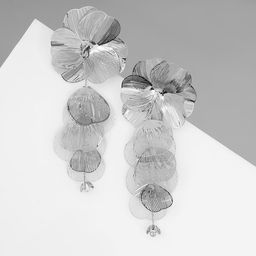 Серьги висячие «Цветок» каталея, цвет серебро, 10 см