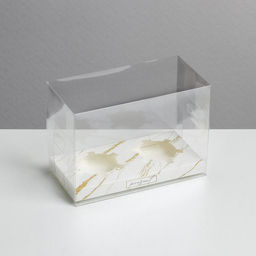 Цена за 5 шт. Коробка для капкейка, кондитерская упаковка, 2 ячейки, «Мрамор», 16×8×11.5 см