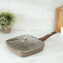 Сковорода-гриль квадр.24*24 АП Гранит brown со съемной ручкой и стекл. крышкой арт.С064806 /Мечта/  фото 17