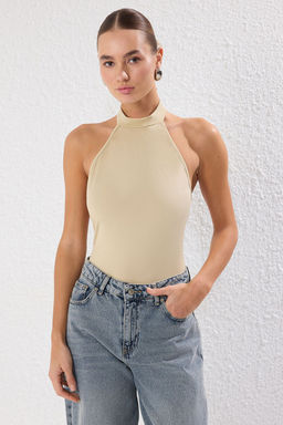 Tas Dik Yaka S?rt Dekolteli Esnek C?tc?tl? Orme Body TWOSS23BD00037