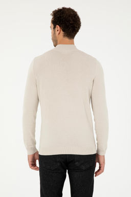 Erkek Slim Fit Yar_m Fermuarl_ Ta_ Basic Kazak
