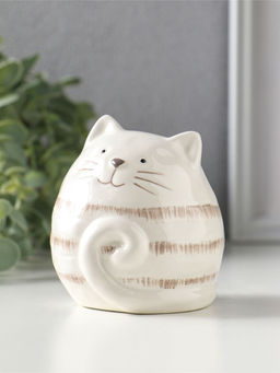 Сувенир керамика "Полосатый котик-шарик" 8х7,5х8,5 см