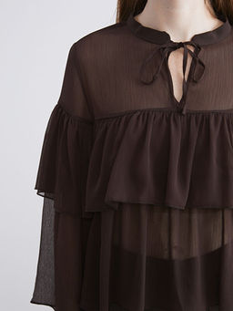 Ba?lamal? Yaka ?ifon F?rf?rl? Bluz