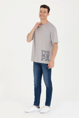 Мужская серая футболка оверсайз с круглым вырезом Неожиданная скидка в корзине - U.s. polo assn фото 4