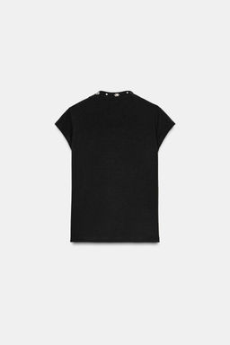 SHORT SLEEVE FAUX PEARL T-SHIRT - Zara фото 6